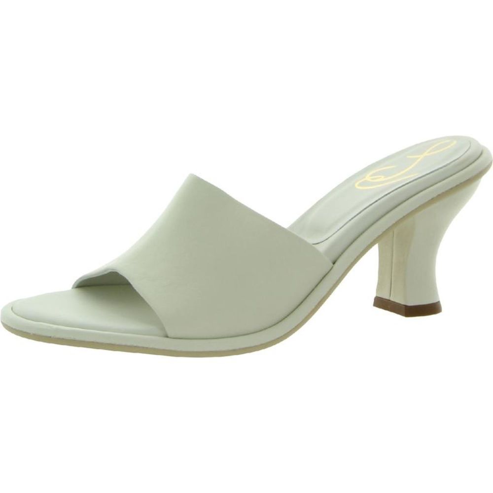 NWT Sam Edelman Womens Aida White Leather Kitten Heel Mule Sandals Shoes.